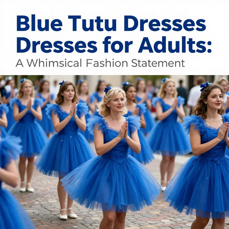 Adults reveling in the joyful allure of blue tutu dresses at a themed party.