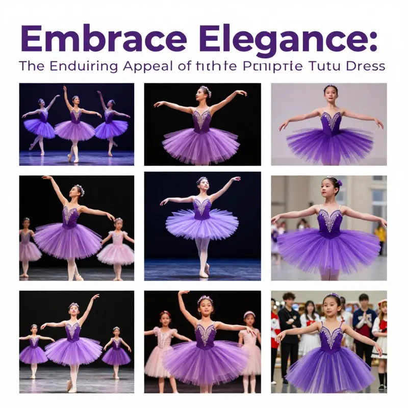 Versatility of purple tutu dresses displayed across various events.