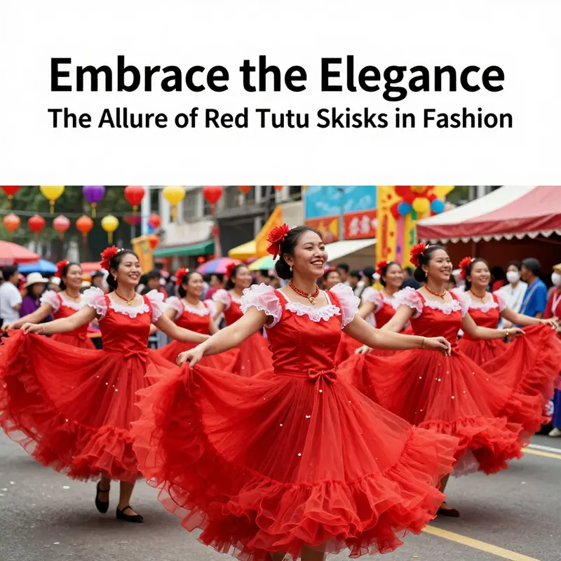 Detailed view of the layers and texture of a red tutu skirt, highlighting its light and ethereal quality.