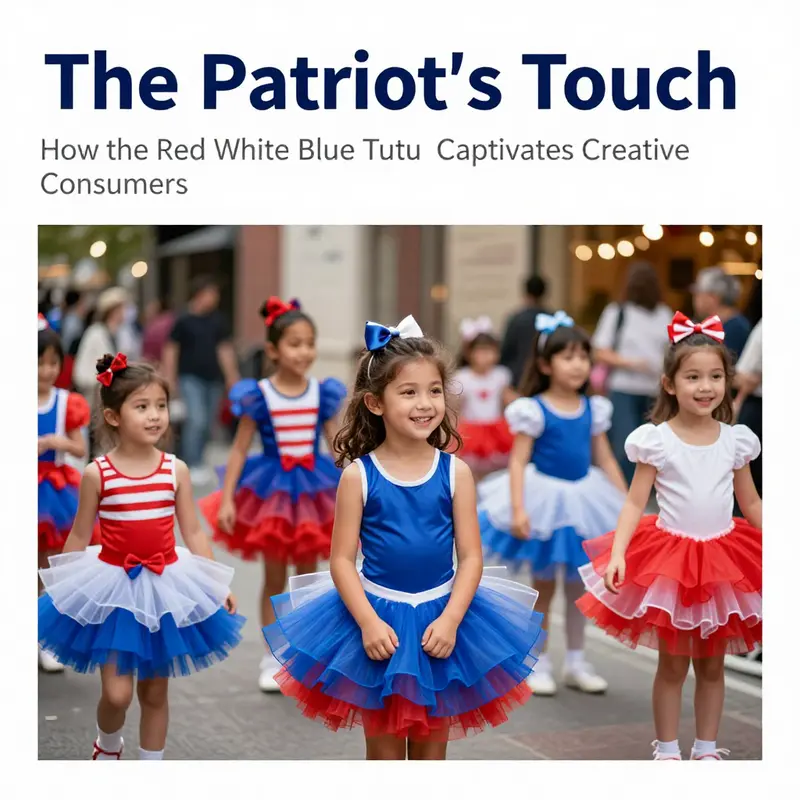 Happy children wearing red white blue tutus, celebrating in a vibrant party atmosphere.