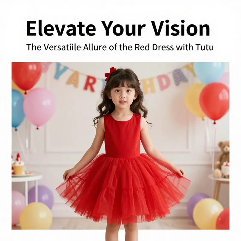 A girl enjoying her birthday party in a stunning red tutu dress, showcasing the dress’s versatility.