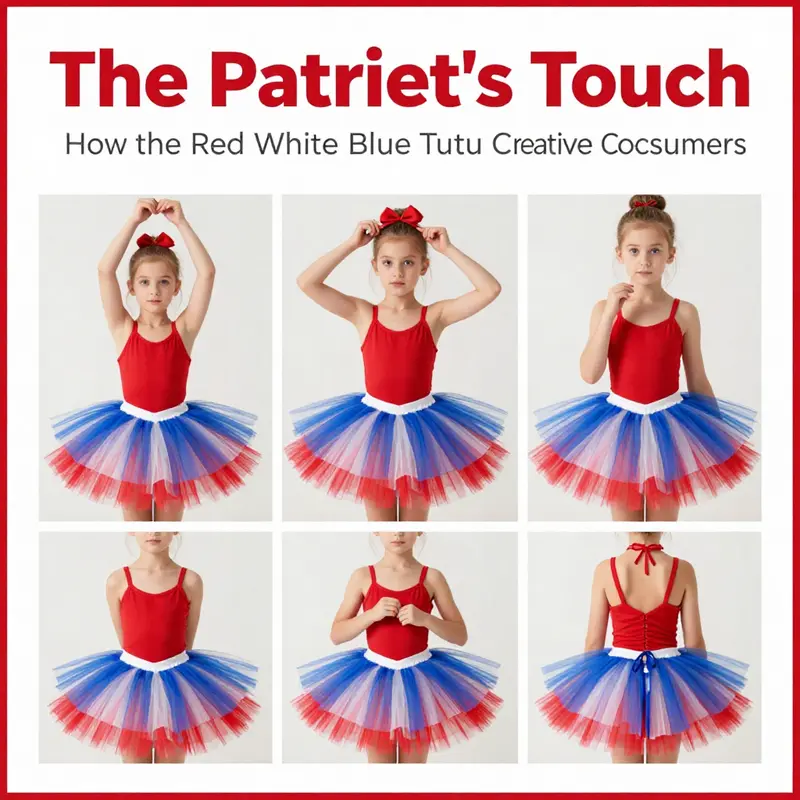 A vibrant display of a red white and blue tutu, showcasing its playful spirit and festive colors.