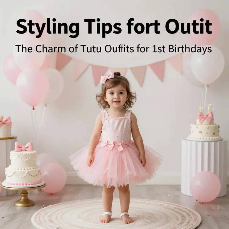 A creative space filled with materials for crafting a personalized tutu outfit for a 1st birthday celebration.