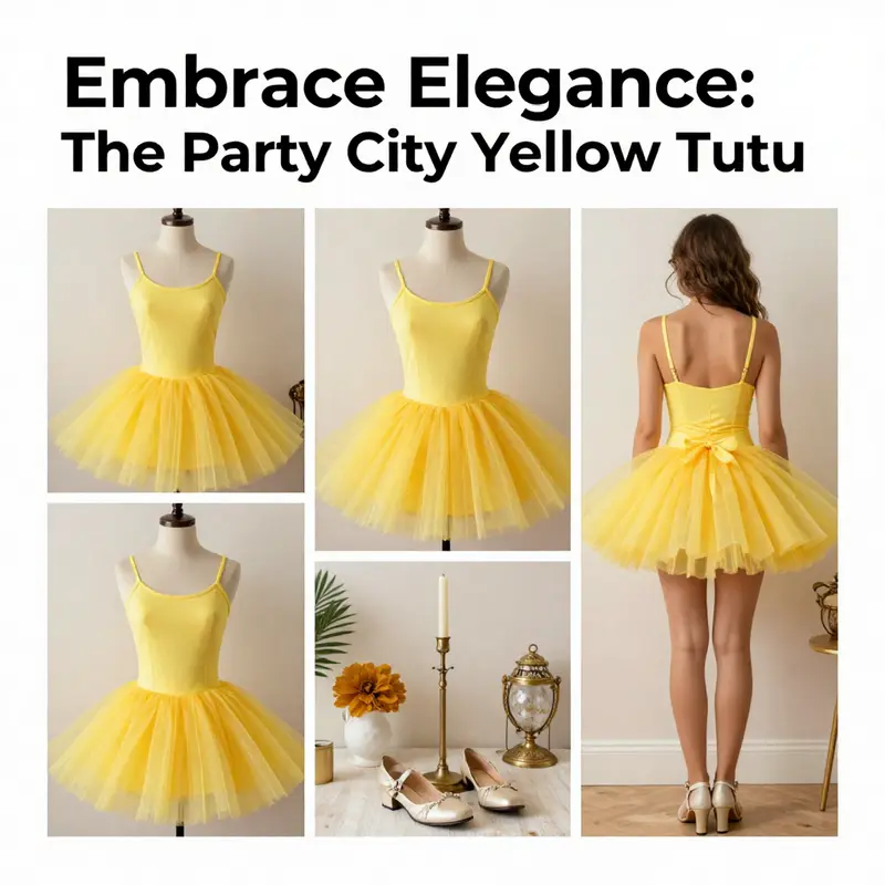 A vibrant assortment of yellow tutus from Party City, showcasing styles suitable for various celebrations.