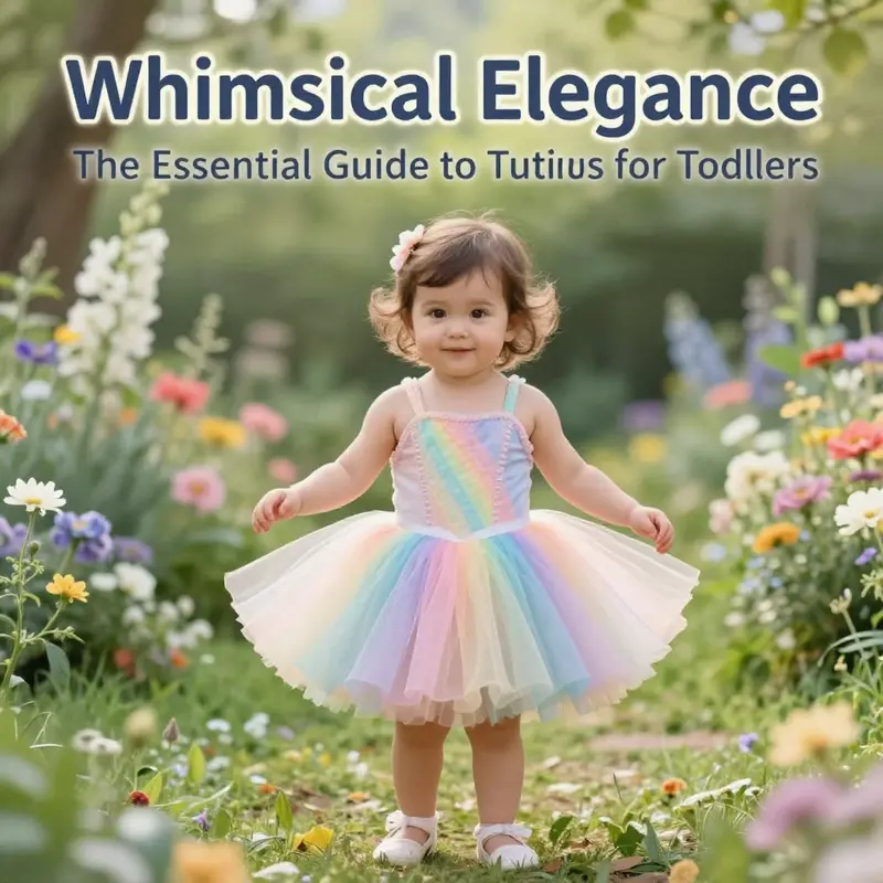 A young child smiling in a pastel rainbow tutu, set against a colorful garden backdrop, emphasizing the beauty and fun of tutus.