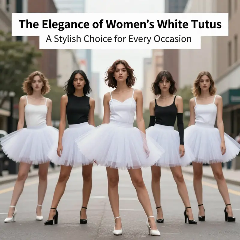 Women showcasing the latest trends in white tutu fashion with modern styling.