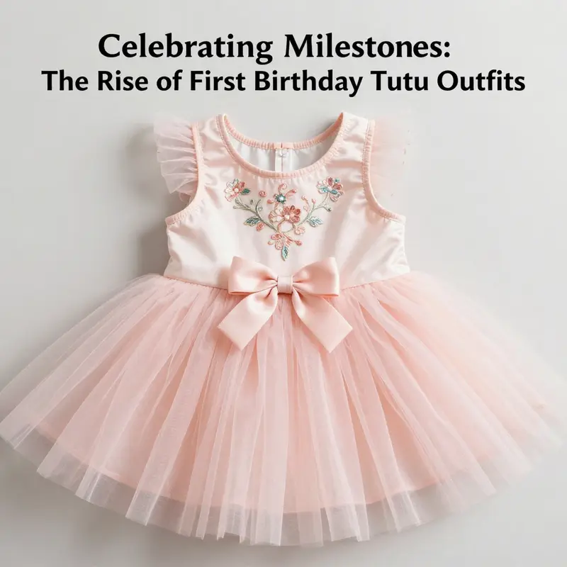A baby girl reveling in her first birthday celebration in a vibrant tutu outfit.