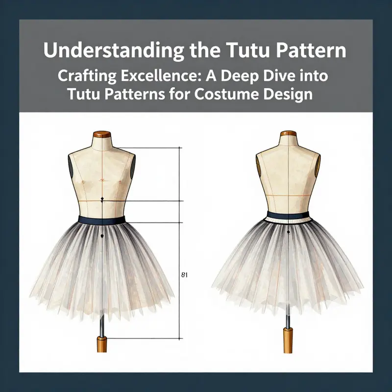 An illustrative guide to the construction of tutu patterns, highlighting key measurements and design components.