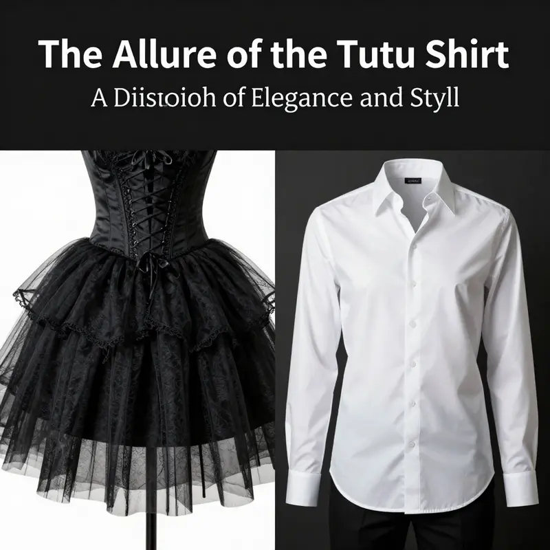 The juxtaposition of a tutu skirt and a stylish shirt illustrates the emergence of the tutu shirt concept.