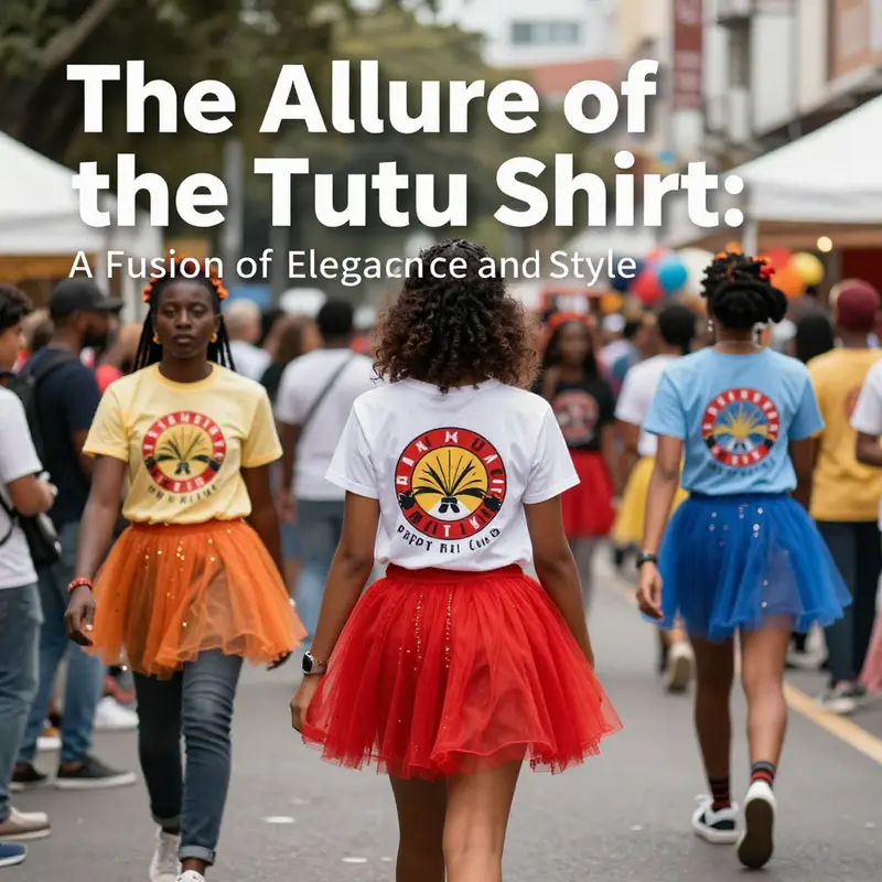 The juxtaposition of a tutu skirt and a stylish shirt illustrates the emergence of the tutu shirt concept.