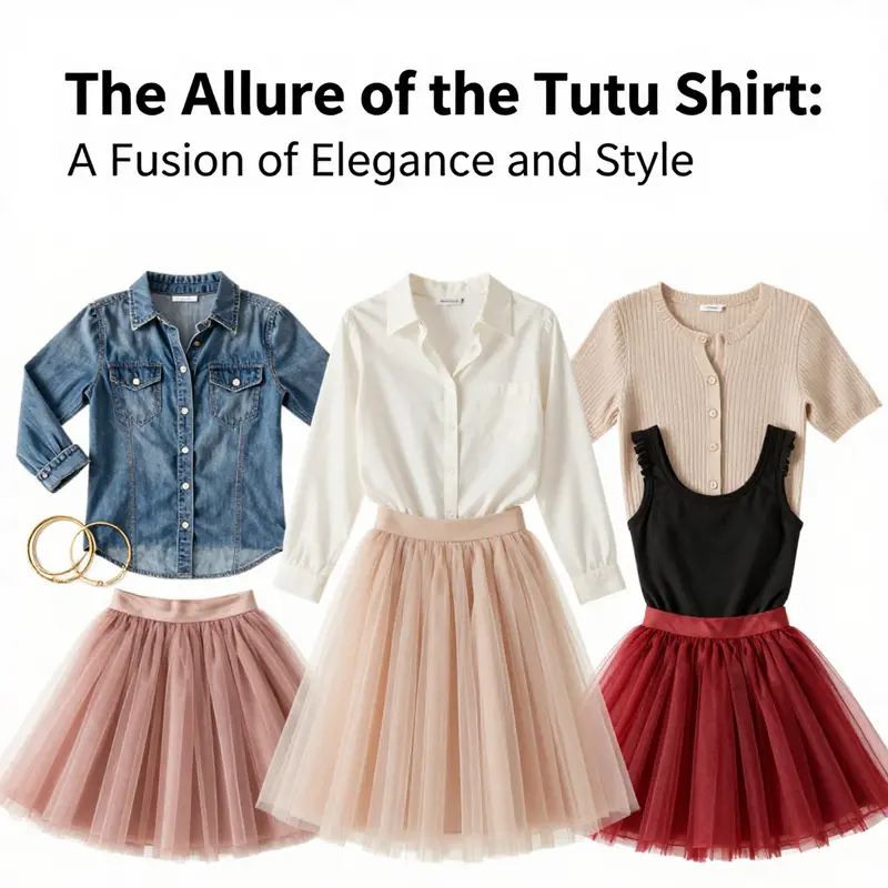 The juxtaposition of a tutu skirt and a stylish shirt illustrates the emergence of the tutu shirt concept.