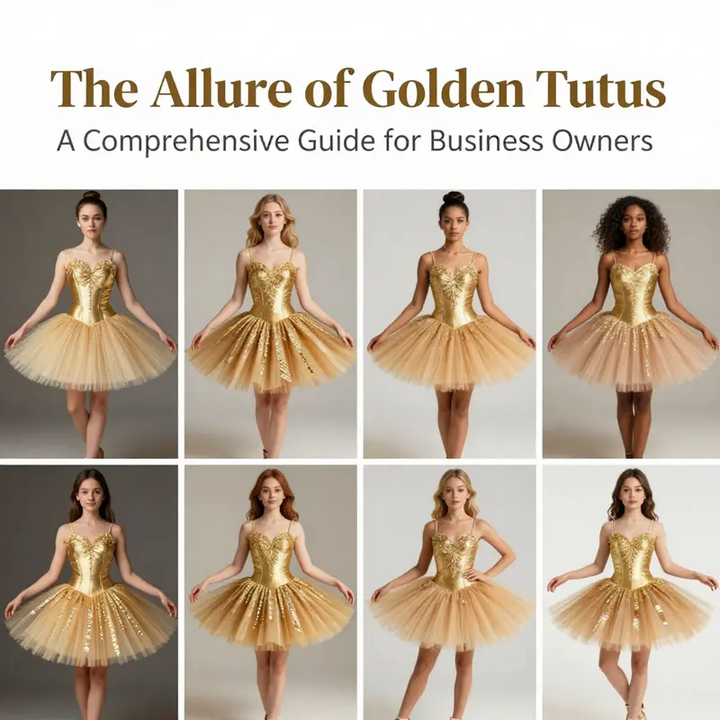 A range of gold tutu styles highlighting their unique designs and versatility.