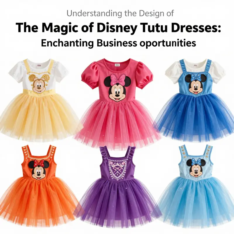 Various Disney tutu dresses highlighting distinctive designs and character themes.