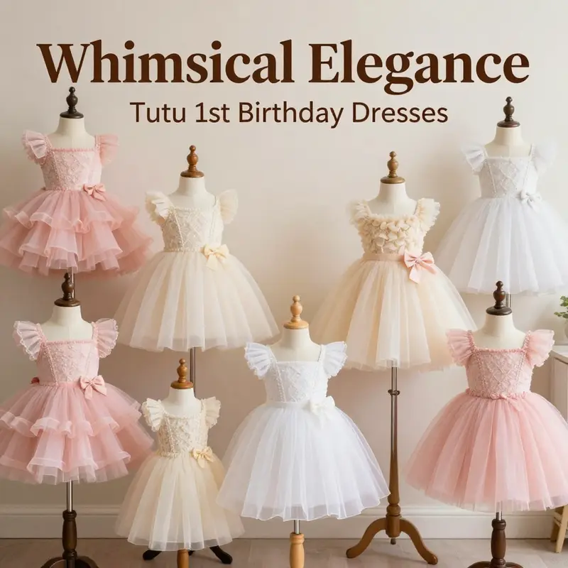 A stunning collection of tutu dresses showcasing diverse styles and trends for 1st birthday celebrations.