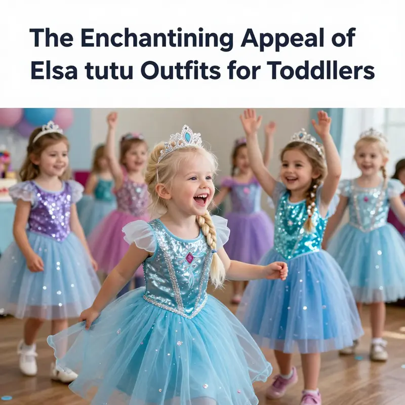 Toddlers in vibrant Elsa tutu outfits, emphasizing the practical design features suitable for active play.
