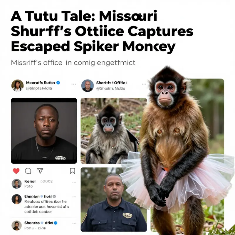 Overview of the escaped spider monkey captured by the Missouri Sheriff’s Office.