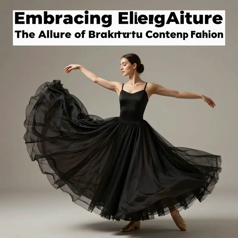An elegant black tutu skirt swirling in motion, showcasing its design and fluidity.