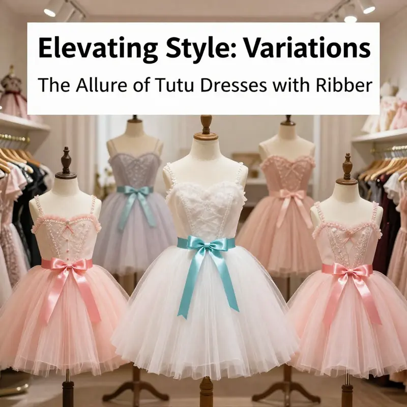 A mesmerizing display of tutu dresses showcasing different styles and ribbon accents that enhance their aesthetic appeal.