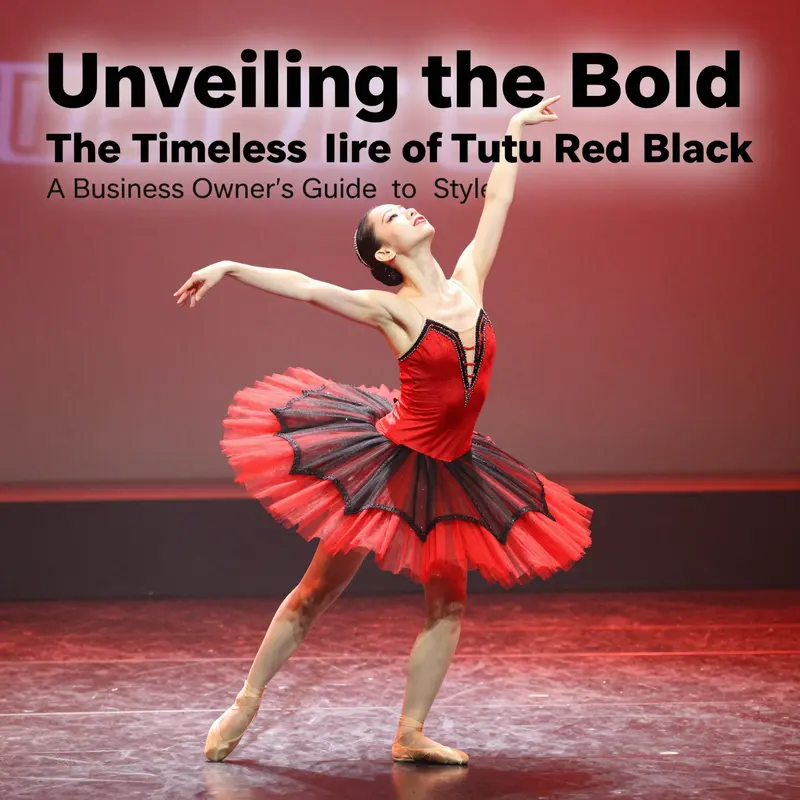 A dancer in a red and black tutu, portraying elegance and movement in a captivating performance.