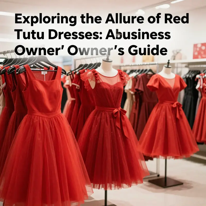 A colorful showcase of red tutu dresses arranged in a retail setting, demonstrating their widespread appeal.