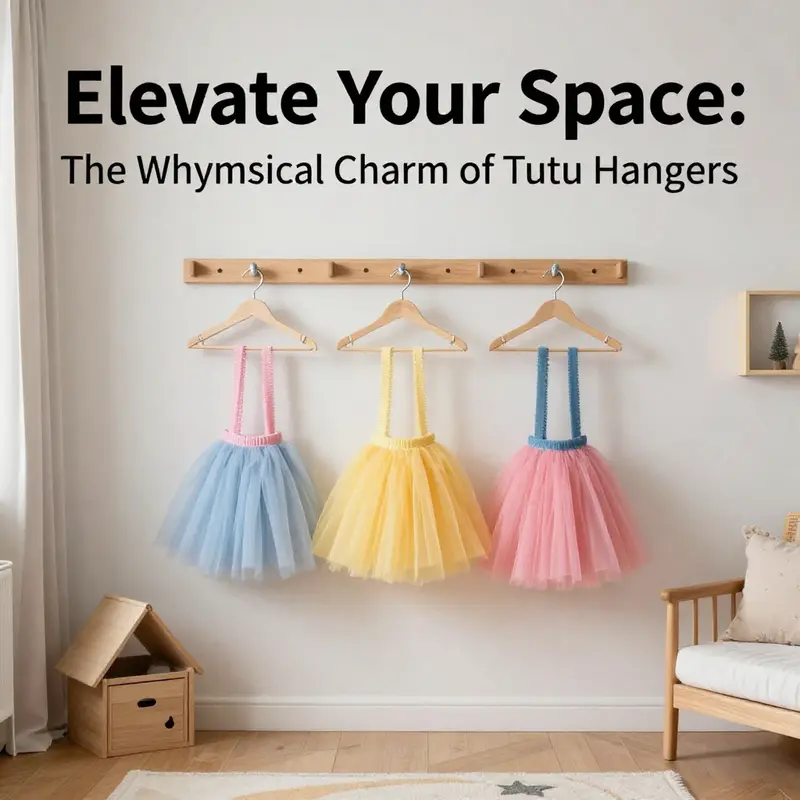 A variety of tutu hangers highlighting their colorful designs and practical uses.