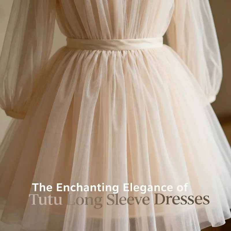 Detailed examination of tutu long sleeve dress’ key features including the fabric and structure.