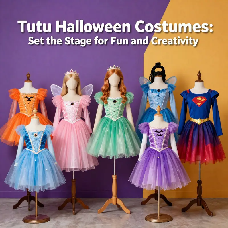 An array of popular tutu Halloween costumes highlighting various whimsical themes.