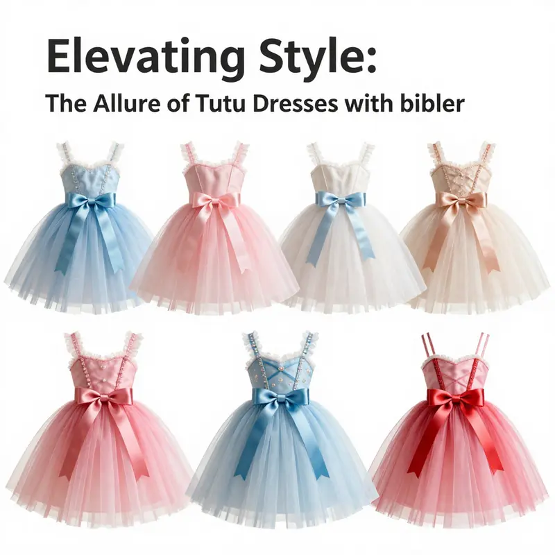 A mesmerizing display of tutu dresses showcasing different styles and ribbon accents that enhance their aesthetic appeal.