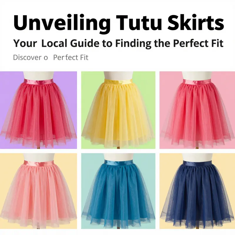 A visually engaging collage of various tutu skirts showcasing their colors and styles, representing the joyful essence of tutu fashion.
