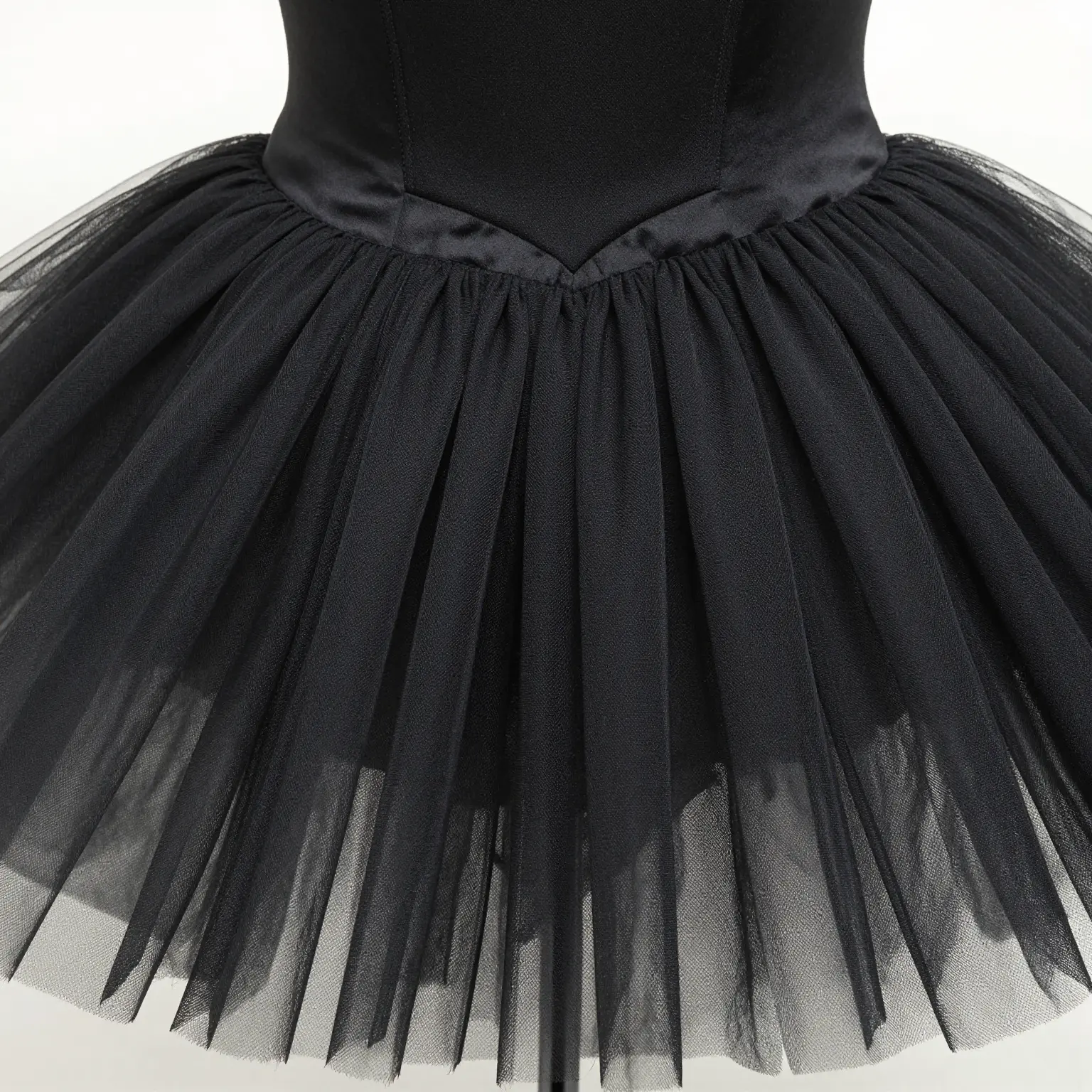 A black tutu showcasing its elegant fabric and design.