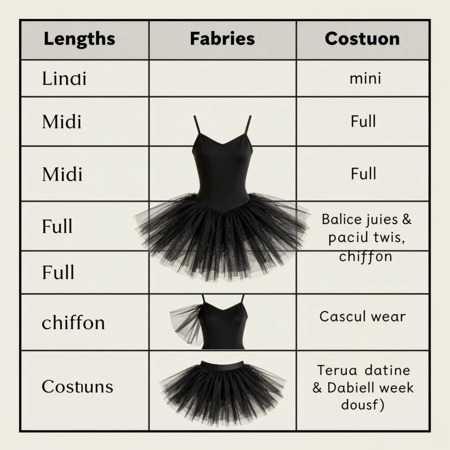 Comparison of Black Tutu Styles