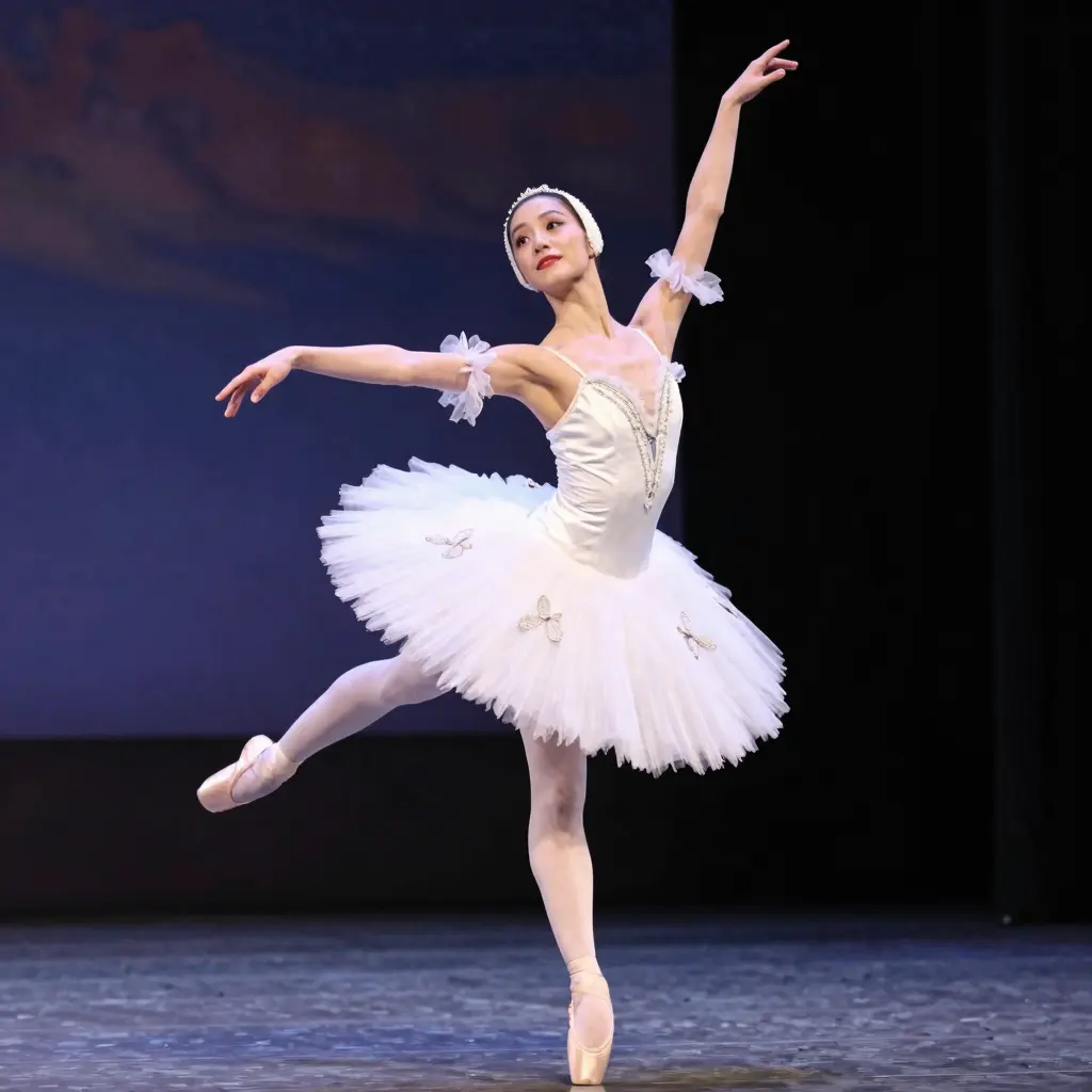 Ballet scene with a ballerina in a cotton tutu dress