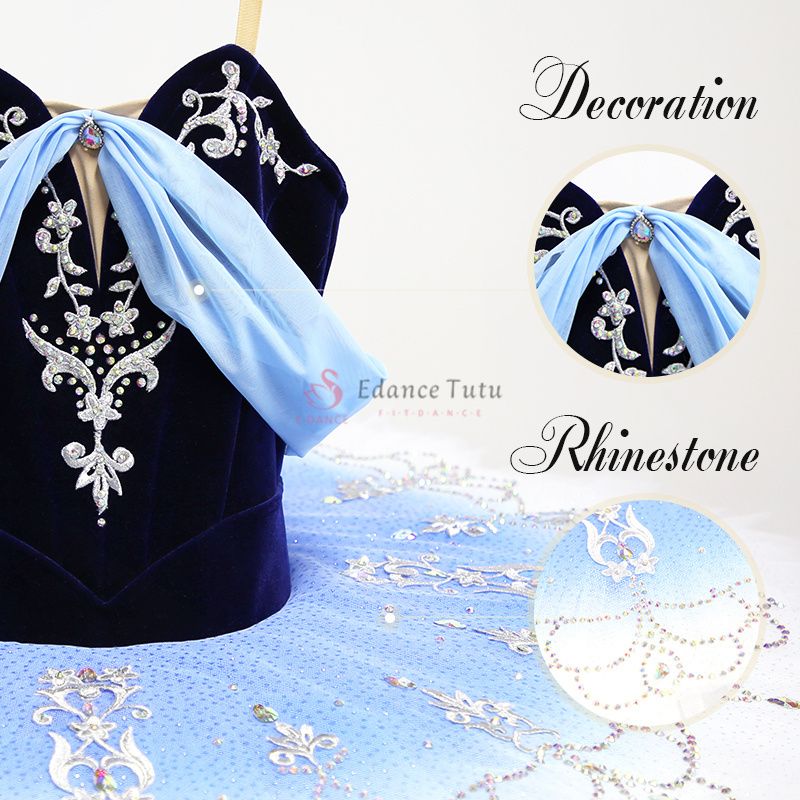 Blue Ballet Tutus For Competition Silver Trims #T0301 - Image 5