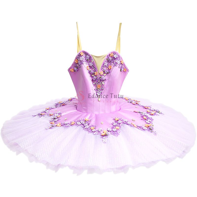 Purple Fairy Professional Ballet Tutu With Flower Decorate #T0308