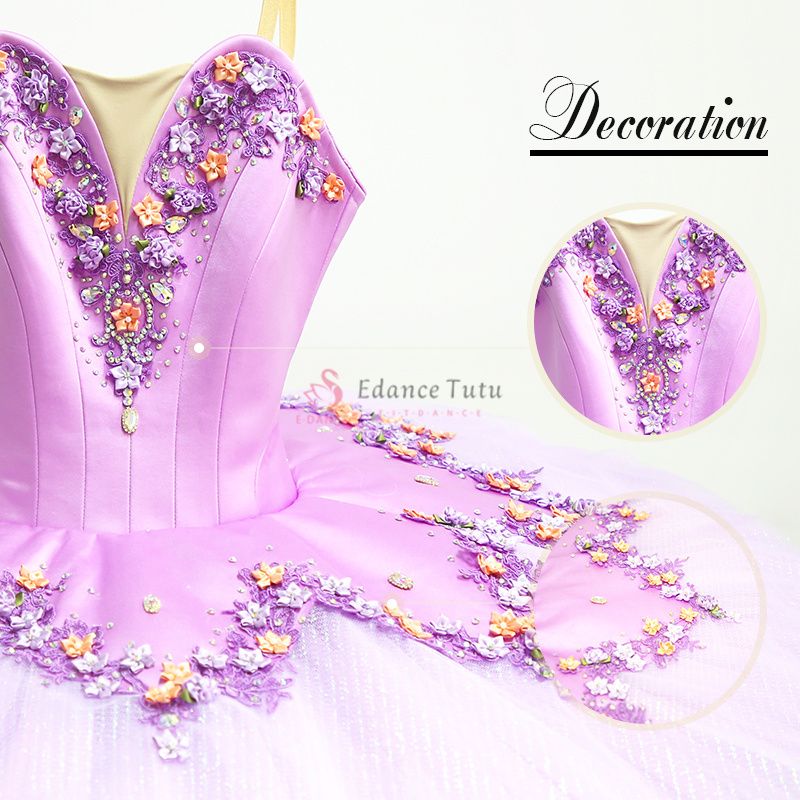 Purple Fairy Professional Ballet Tutu With Flower Decorate #T0308 - Image 5