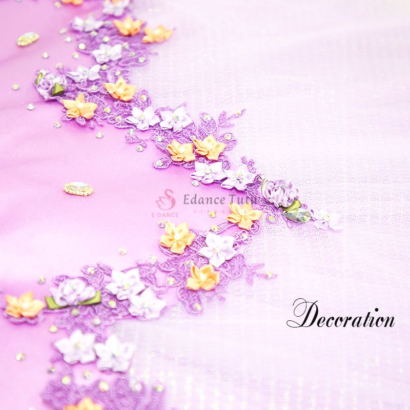 Purple Fairy Professional Ballet Tutu With Flower Decorate #T0308 - Image 3