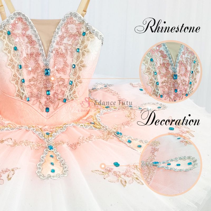 Pink Gradient Color Ballet Professional Tutu Royal Blue Plastic Drill #T0329 - Image 5