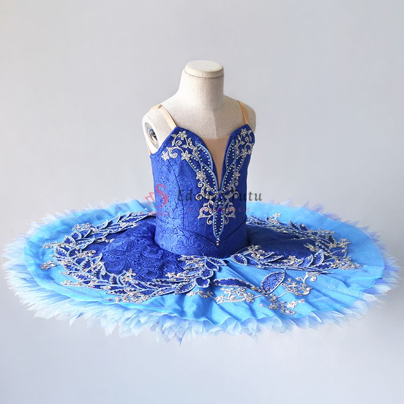 Yagp Blue Dance Ballet Costumes Pancake Tutu Silver Decorate #T0489 - Image 6