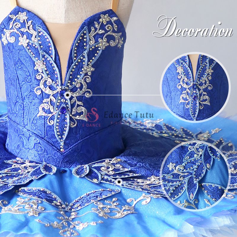 Yagp Blue Dance Ballet Costumes Pancake Tutu Silver Decorate #T0489 - Image 5