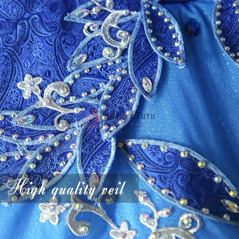 Yagp Blue Dance Ballet Costumes Pancake Tutu Silver Decorate #T0489 - Image 4