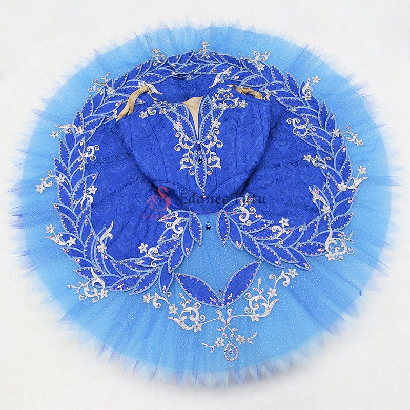 Yagp Blue Dance Ballet Costumes Pancake Tutu Silver Decorate #T0489 - Image 2