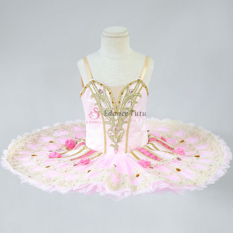 Princess Dance Pink Professional Ballet Costumes With Pink Flower #T0504
